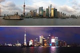 Day and night in Shanghai.