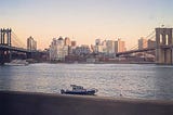 Like a #toyboat #nypdboat #manhattanbridge #brooklynbridge #brooklynsunset #nyc