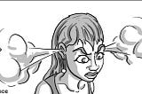 Cartoon of neurotic woman with steam coming out of her ears