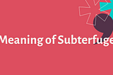 What is the Meaning of Subterfuge?