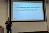 Mark, speaking on mental health issues at PHP Yorkshire Conference 2018
