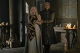 Rhaenyra Targaryen and Laenor Velaryon with their newest baby