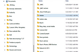 Screenshot of folder trees in Windows Explorer.