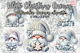 Watercolor White Christmas Gnomes PNG Free