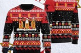 Fireball Whiskey Santa Reindeer Snowflake Ugly Christmas Sweater