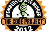Code Project Members Choice 2012 award