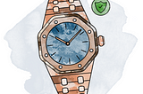 Drawing of fine watch with shield indicating insurance