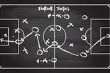 Simple football tactics chalked out on a blackboard