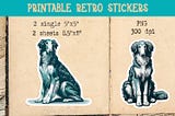Retro Dog Printable Sticker Design Png