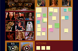 A retro board with a Buffy the Vampire Slayer theme. There is a checkin with different characters from the show showing different emotions, and a retro board with the columns “Things that make us as happy as Buffy with an axe”, “Things that make us sad but at least Angel hasn’t left us again?” and “Send it to hell” to record our reflections on the past fortnight.