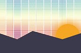 Heatmap graph with a cartoon zigzag that looks like a mountain, and a cartoon sun rising from behind the mountain.