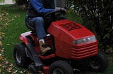 Red lawn mower