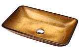 Review Gold Rectangular Tempered Glass Vessel Sink