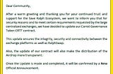 Carrot Governance Token Contract update announcement.