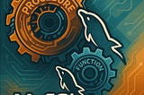 Gears labeled “PROCEDURE” and “FUNCTION” with dolphins on a MySQL background. Orange and teal tones with circuit patterns.