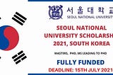 Seoul National University Scholarship 2022 in South Korea
