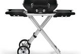 Napoleon TravelQ Portable Propane Gas BBQ - PRO285X-BK - Includes Scissor Cart, Use For Tailgating, Camping, And Small Outdoor Spaces