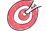 hand drawn target with the word “Aim” pointing at the center.