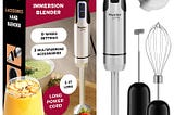 Mueller Immersion Blender Handheld - 8 Speed Stainless Steel Electric Hand Blender, 3 in 1 Emulsion Blender Handheld with Turbo Mode, Stick Blender Emulsifier for Kitchen for Soup, Smoothie, Puree