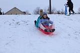 Sledding at Acton Academy Columbus (Independent school in Dublin, OH)