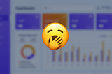 Yawning emoji overlaying a design dashboard