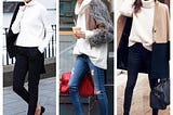 This is how to wear cream-colored knitted turtleneck…