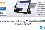 LIVE WEBINAR — IMPROVE EMPLOYEE PRODUCTIVITY WITH SHAREPOINT INTRANET!