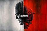 Poster for ‘Daredevil: Born Again’ featuring side profiles of Wilson Fisk and Daredevil.
