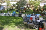 Image of computers in a garden