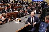 From NPR: Facebook co-founder and CEO Mark Zuckerberg prepares to testify before the House Energy and Commerce Committee in the Rayburn House Office Building on Capitol Hill on Wednesday. This is the second day of testimony before Congress by Zuckerberg, 33. Chip Somodevilla/Getty Images