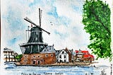 Photosketch: Molen de Adriaan, Haarlem