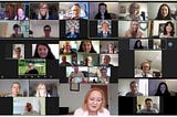 Photo collage of screenshots from 9 of the virtual meetings.