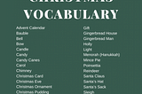Christmas Vocabulary — 36 awesome Christmas celebration words