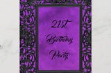 Elegant Gothic Floral Metal Framed  21st Birthday Invitation