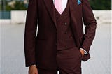 Three Piece Brown Wedding Suit — Design Details