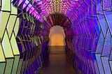 Olafur Eliasson; One-way colour tunnel, 2007; Installation view: Museum of Contemporary Art, Chicago, 2009; Photo: Nathan Keay / Courtesy of Museum of Contemporary Art Chicago © 2007 Olafur Eliasson