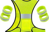 Tagtight Gilet de sécurité réfléchissant, Gilet de Protection davertissement pour vélo avec Fermeture réglable et 4 brassards réfléchissants pour Jogging, vélo, randonnée, Course à Pied, Moto