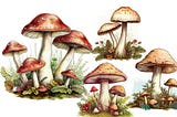 Cottagecore Retro Mushroom Clipart