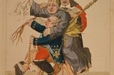 A pre-revolutionary French peasant carries the nobility on it’s back. An 18th century cartoon. Those with wealth, power, and status always depend on the work, efforts, and money of those “below” them.