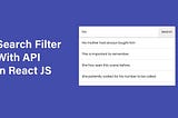 Search Bar Filter in React JS with API