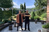 Shaolin Master, Shi Heng Yi with Peak Performance expert, Isra Garcia at the Shaolin Temple Europe