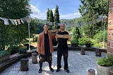 Shaolin Master, Shi Heng Yi with Peak Performance expert, Isra Garcia at the Shaolin Temple Europe