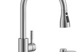 APPASO Kitchen Faucets with Soap Dispenser, Solid Stainless Steel Kitchen Faucet with Pull Down Sprayer 3 Modes, Brushed Nickel Modern Kitchen Sink Faucets with Sprayer, High Arch Single Handle Faucet