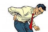 Cartoon picture of man with low back pain