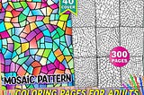 250 Mosaic Pattern Coloring Book Adults Free