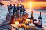Italian wines for a sunset beach picnic with wine and cheese