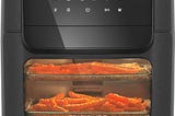 Frigidaire 5 in 1 Large Air Fryer Toaster Oven Combo - 12.6 Qt Total Capacity, 3.7 Qt Basket - 7 Preprogrammed Recipes, Airfryer Accessories Included, Black