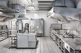 Stainless steel commercial kitchen