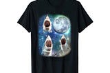 Three Shark Moon Weird Cursed T-Shirt Free