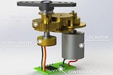 servo motor assembled with a controller and potentiometer